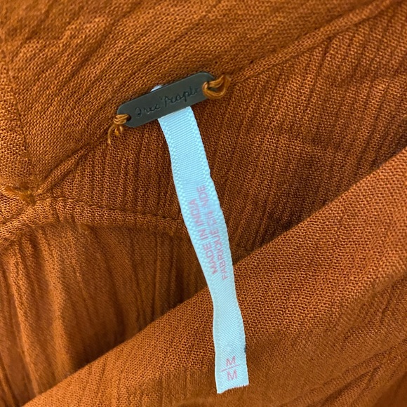 Free People burnt orange boho long sleeve drop waist size M - Picture 3 of 7